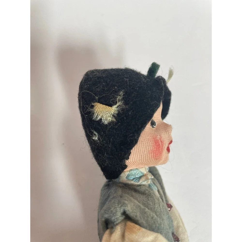 Vintage Hand‎ Painted  Folk Doll 7.5 Inch Traditional European Costume. 1940